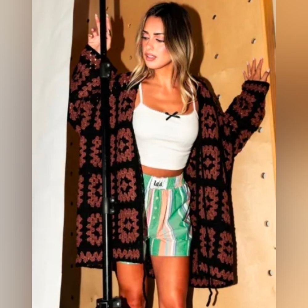 Dressed In Lala Granny Square Oversized Cardigan - OS NWT
